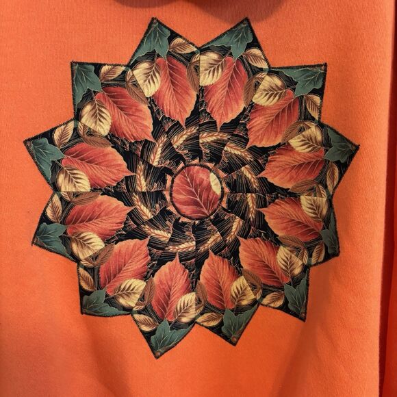 Vintage Gitano Sportswear Autumn Leaf Orange Sweatshirt Collared XL Cabin Forest - Picture 5 of 6